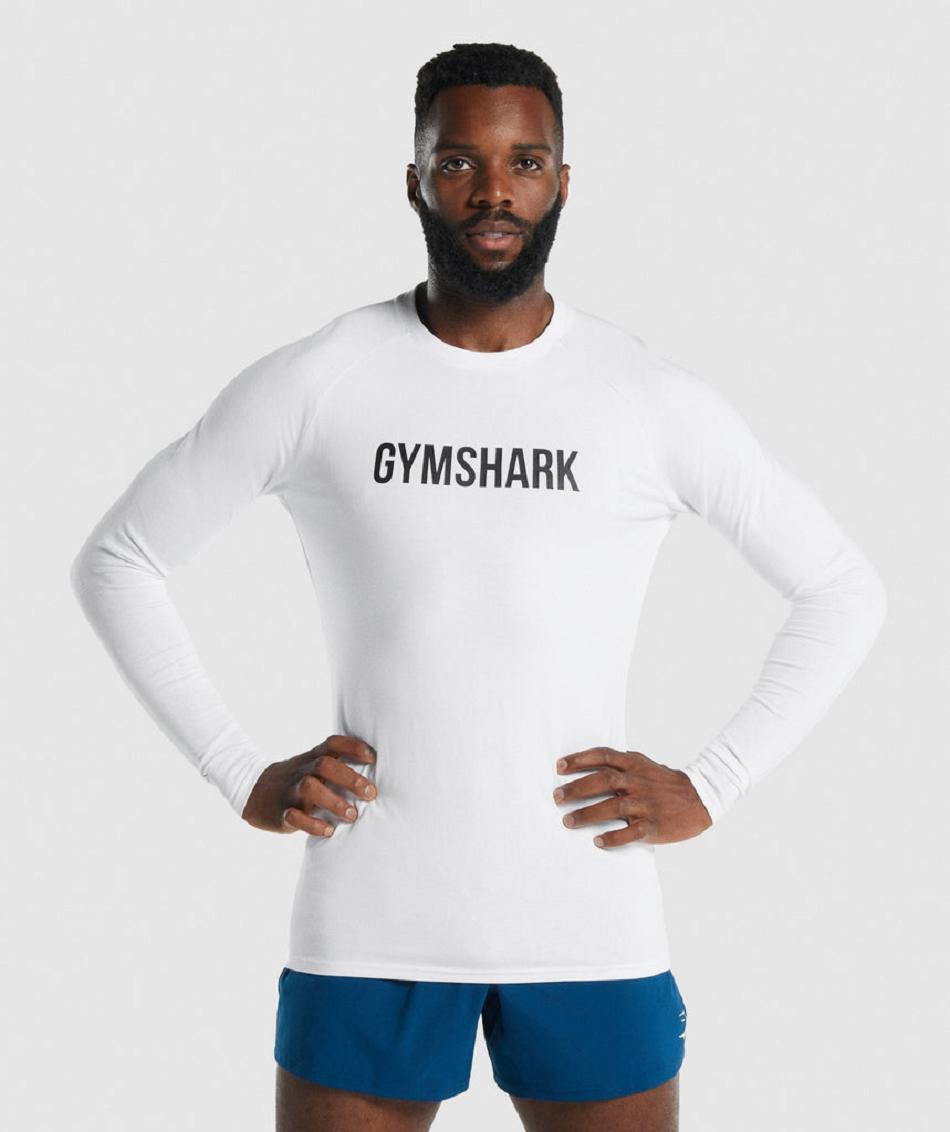 Long Sleeve Gymshark Apollo Hombre Blancas | CO 3535DFM